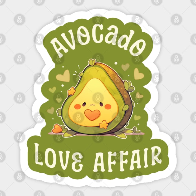 Avocado Love Affair: A Kawaii Love Affair Blossoms Sticker by SnuggleNook